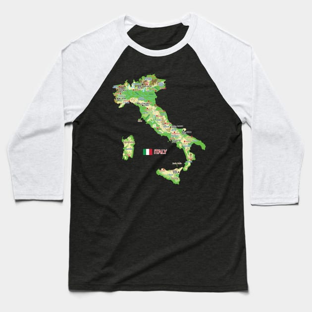 Geographic Italy map Baseball T-Shirt by AliJun